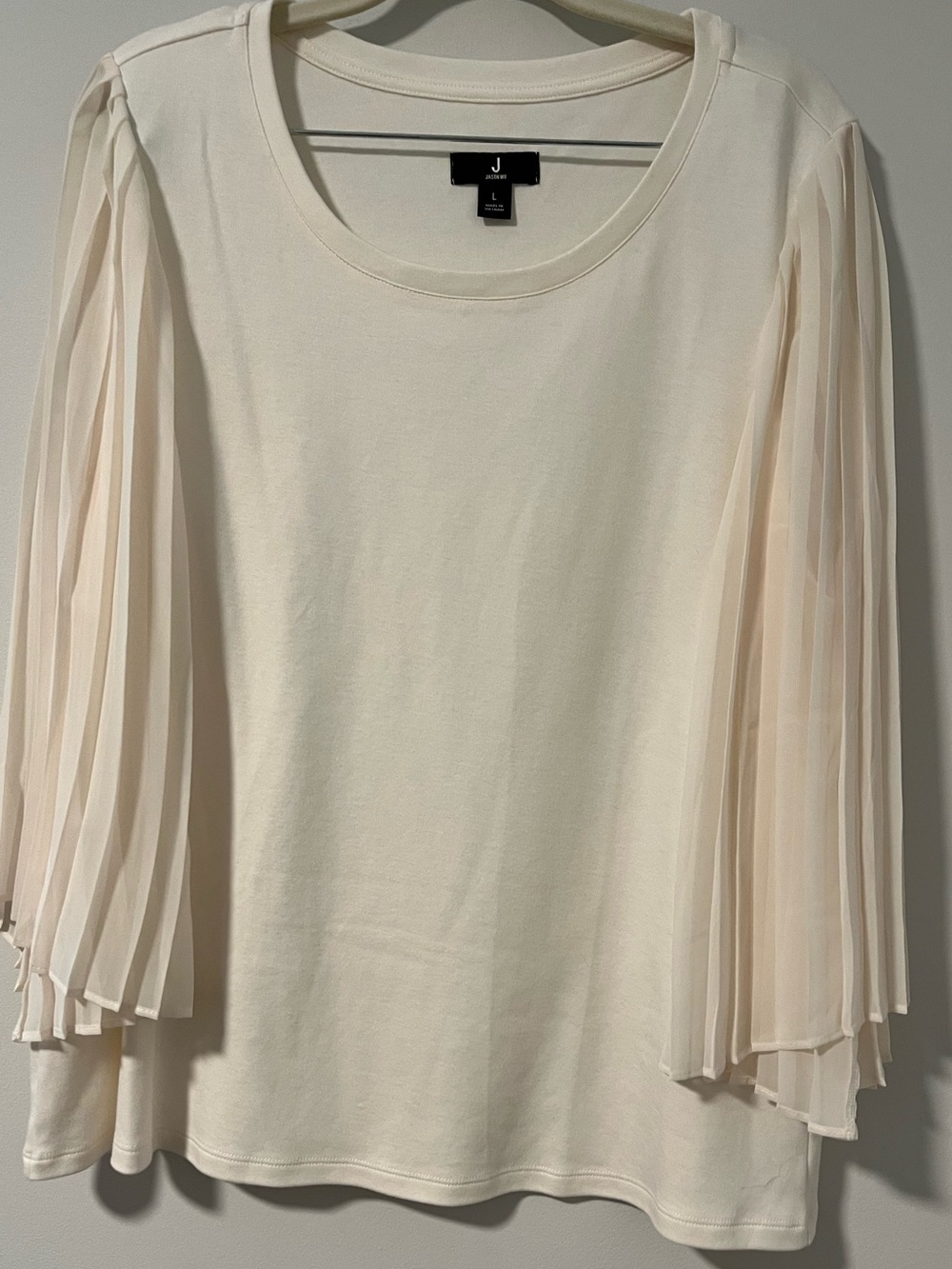 Jason Wu Cream/ Ivory Tone Pleated-Sleeve Blouse NWOT